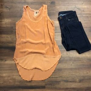 Burnt orange high low tank